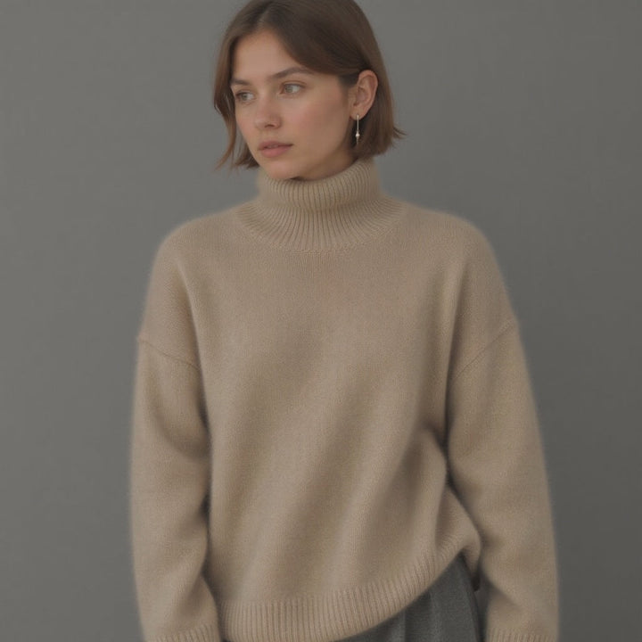 Sweter damski oversize z golfem z kaszmiru – widok produktu 4 | Ionotix