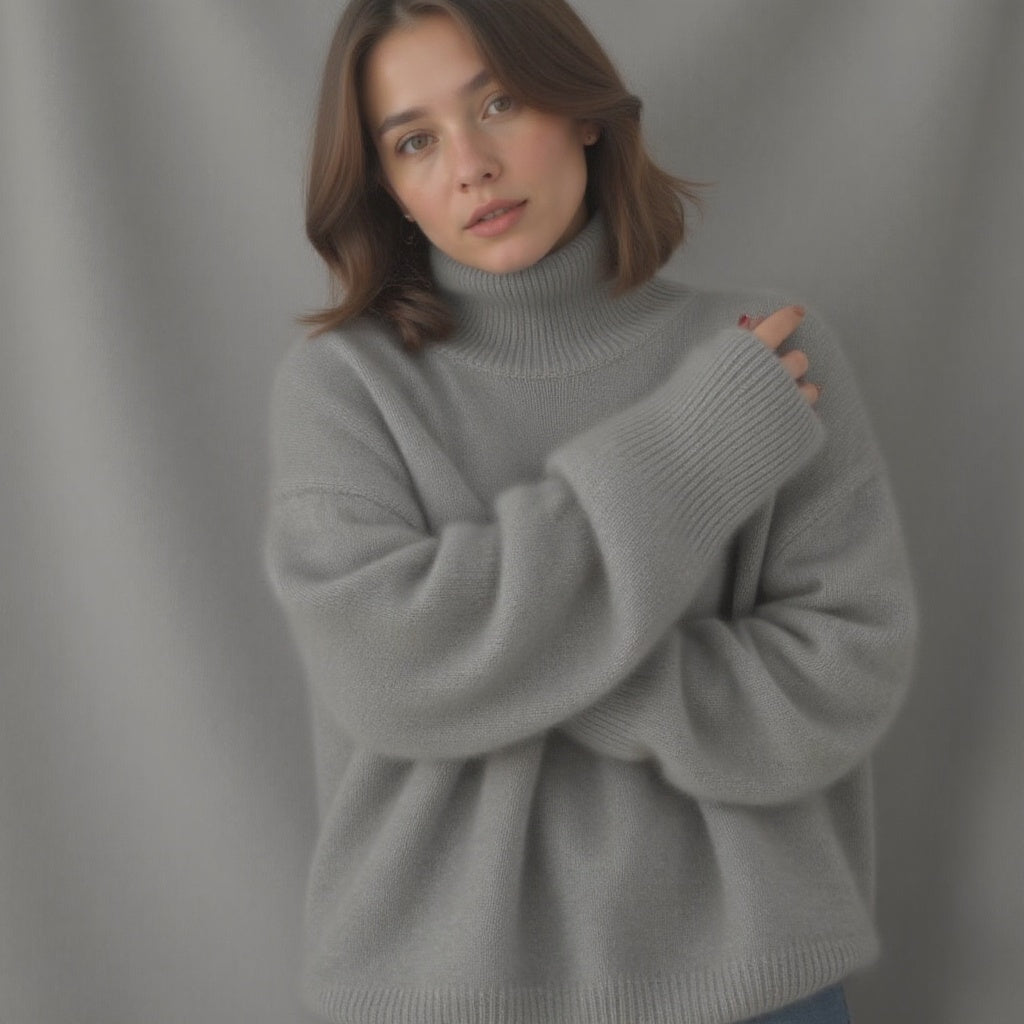 Sweter damski oversize z golfem z kaszmiru – widok produktu 7 | Ionotix