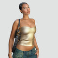 Top bandeau métallique pour femme sans bretelles pour soirée