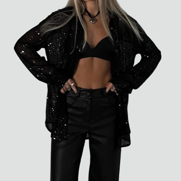 Blouse de soirée femme à coupe ample Cekinowa