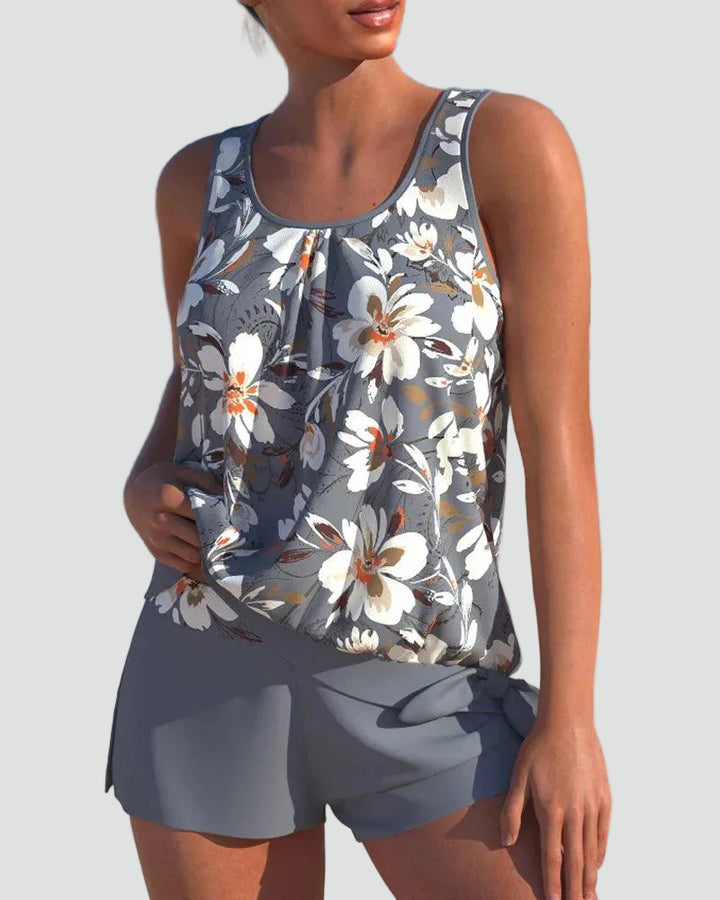 Elegante vormgevende dames tankini set met bloemenpatroon