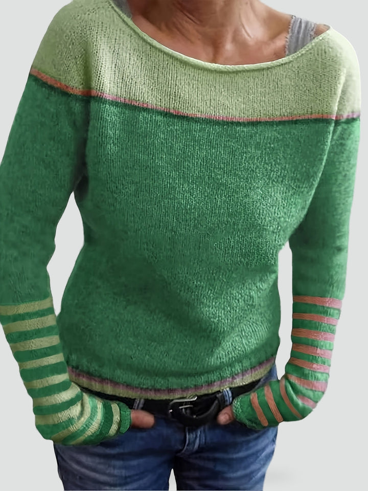 Pull léger pour femme à col bateau rayé