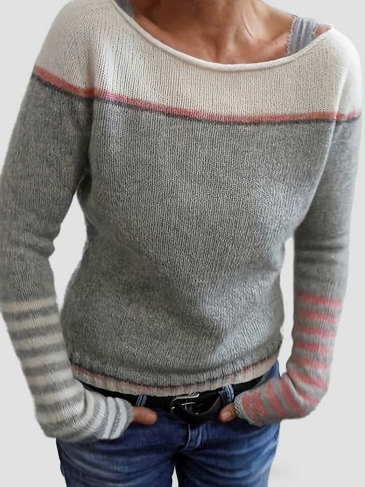 Pull léger pour femme à col bateau rayé