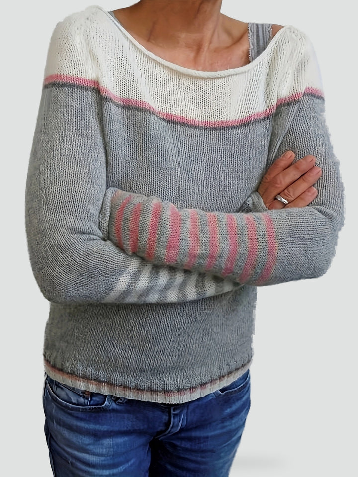 Pull léger pour femme à col bateau rayé