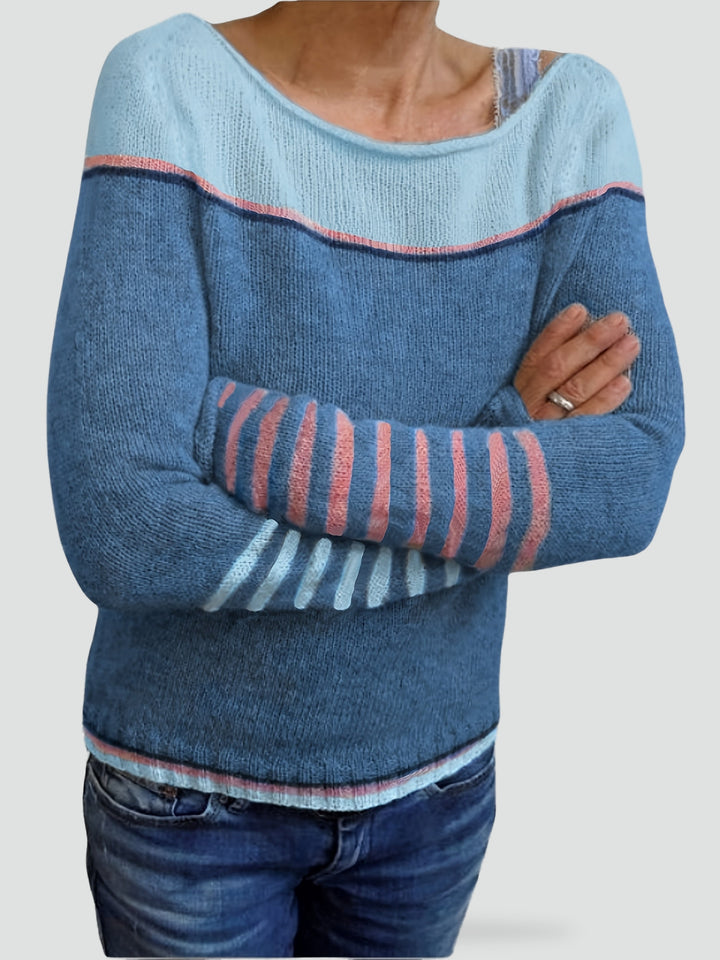 Pull léger pour femme à col bateau rayé