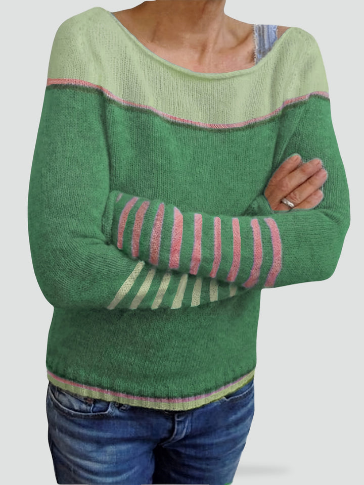 Pull léger pour femme à col bateau rayé