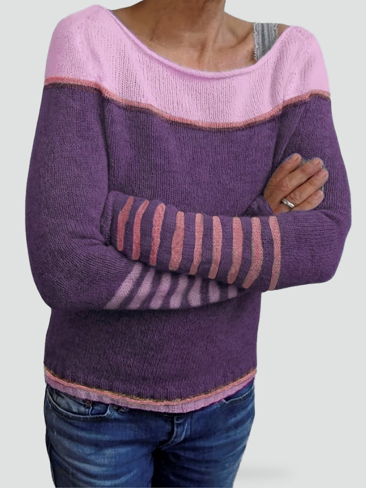 Pull léger pour femme à col bateau rayé