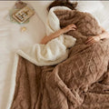 Fluffy winter blanket made of sheep's wool and soft fleece