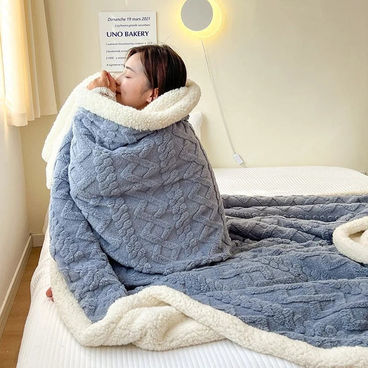 Fluffy winter blanket made of sheep&