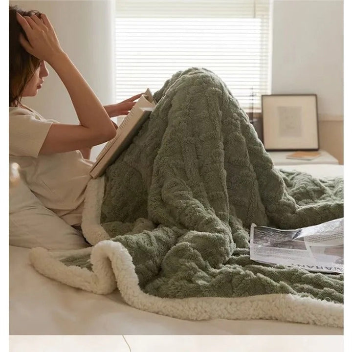 Fluffy winter blanket made of sheep&