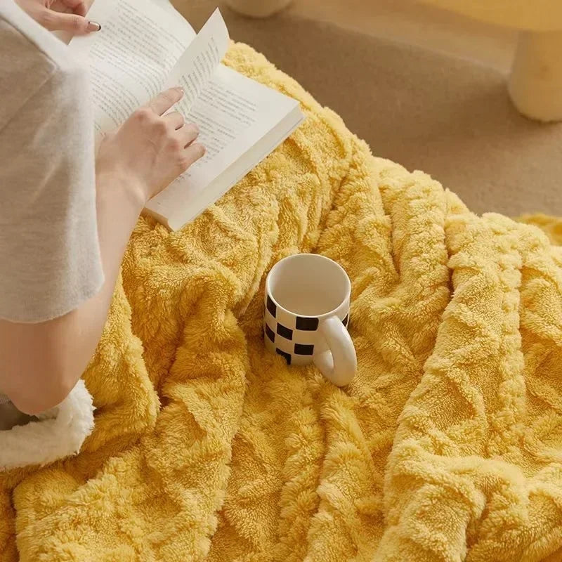 Fluffy winter blanket made of sheep&