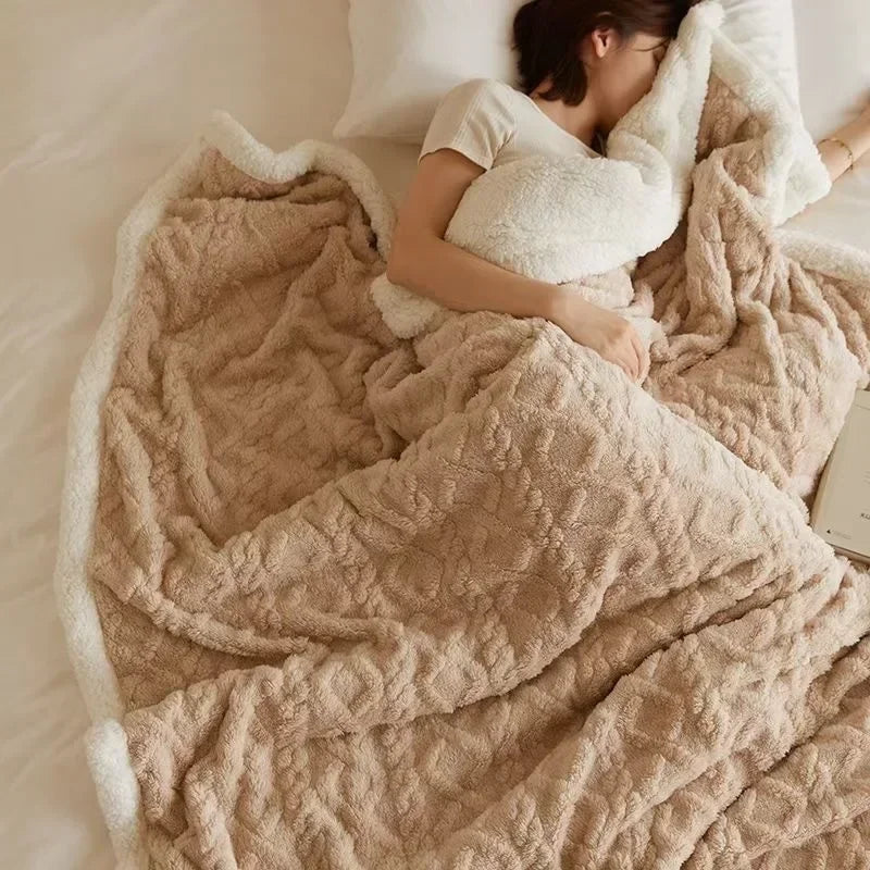 Fluffy winter blanket made of sheep&