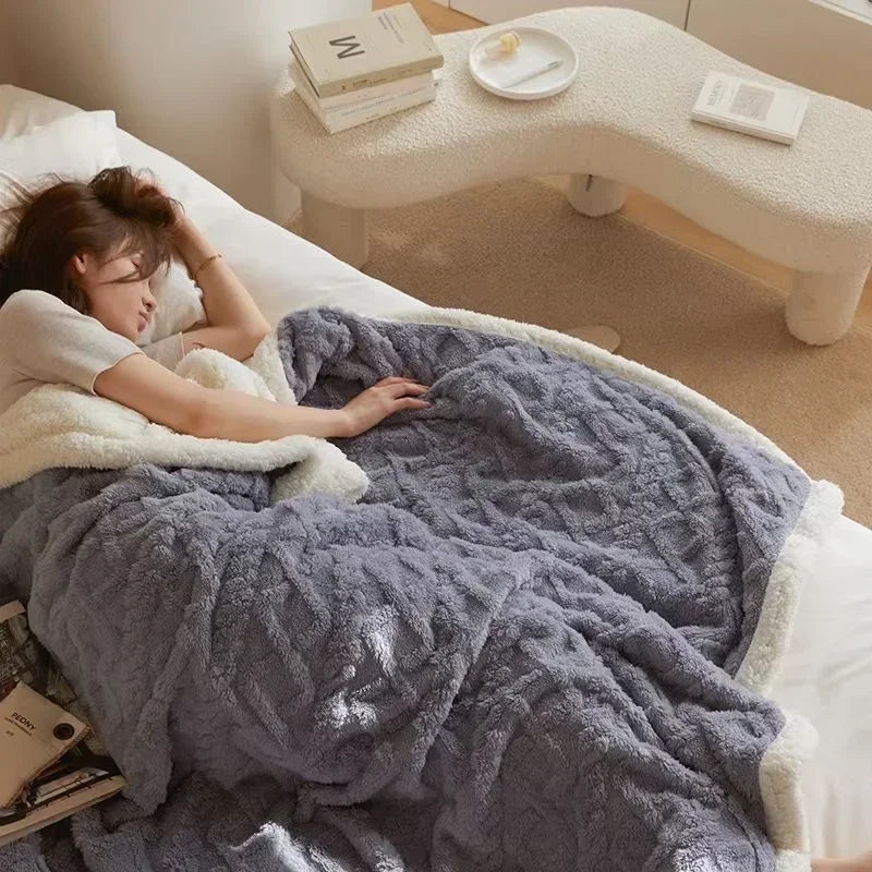 Fluffy winter blanket made of sheep&