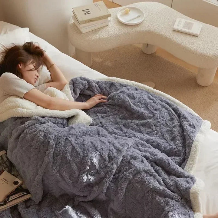 Fluffy winter blanket made of sheep&