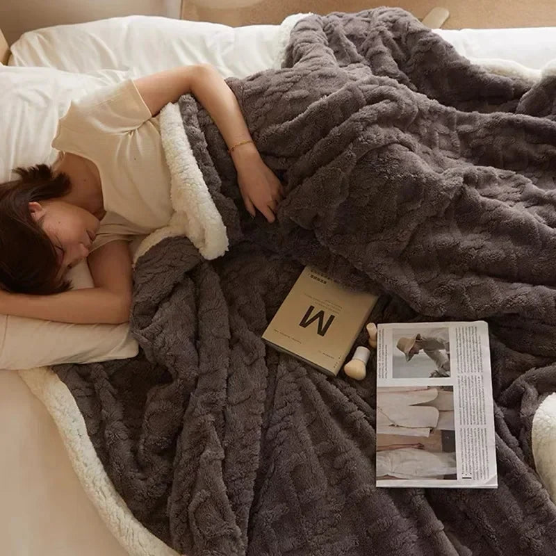 Fluffy winter blanket made of sheep&