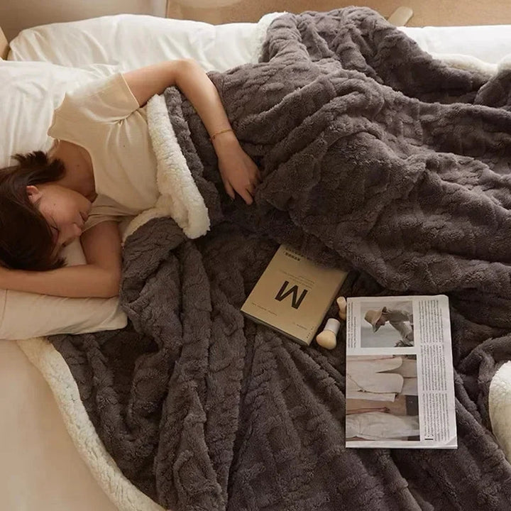 Fluffy winter blanket made of sheep&