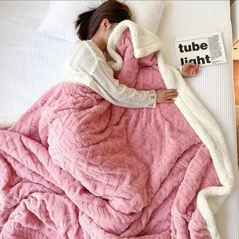 Fluffy winter blanket made of sheep&