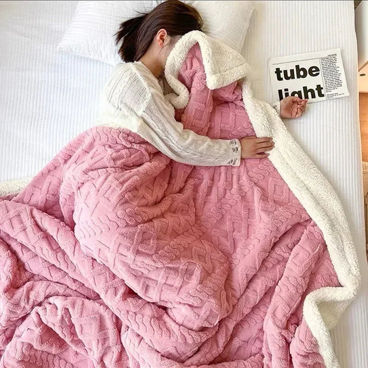 Fluffy winter blanket made of sheep&