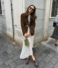 Brown suede women's blazer for everyday wear and the office