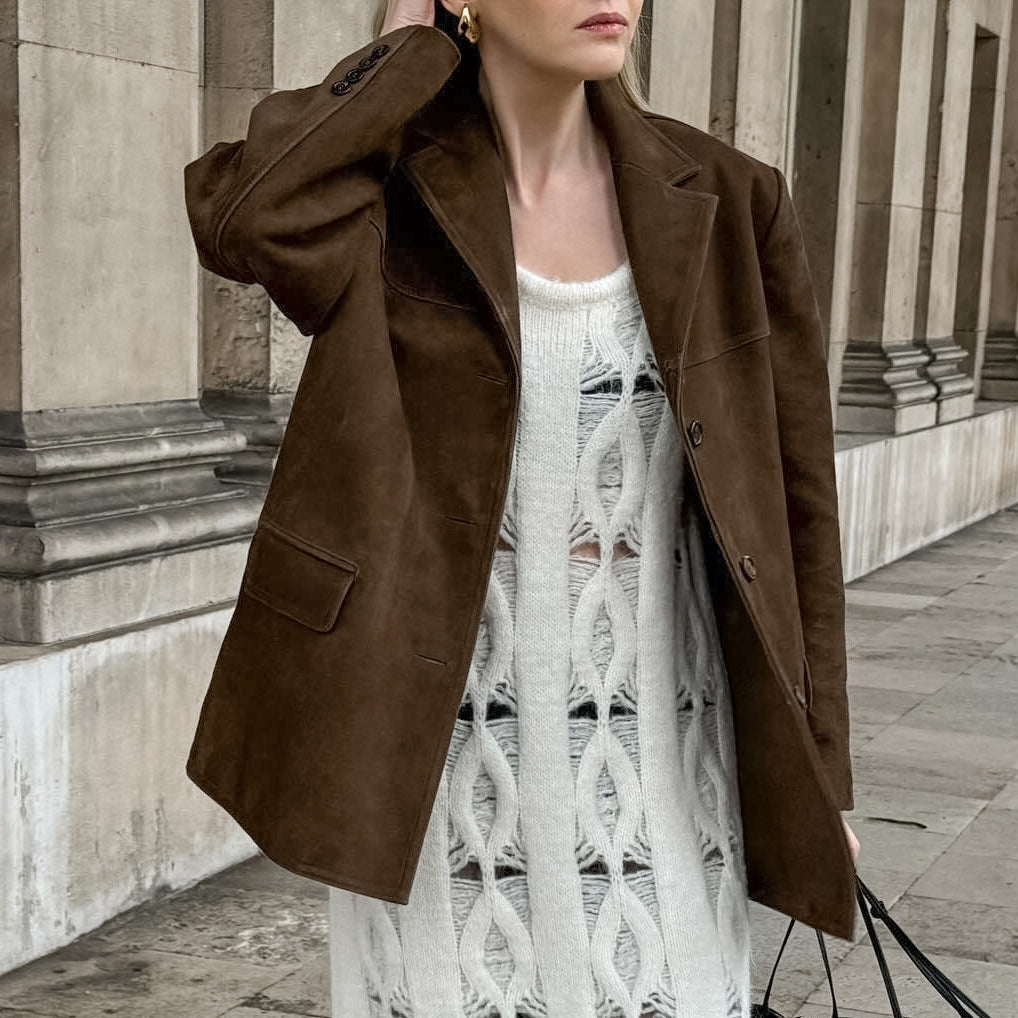 Brown suede women&