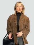 Veste blazer femme marron en daim pour le bureau et le quotidien