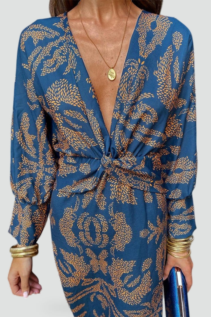 Robe midi pour femme avec décolleté en V et détail twist