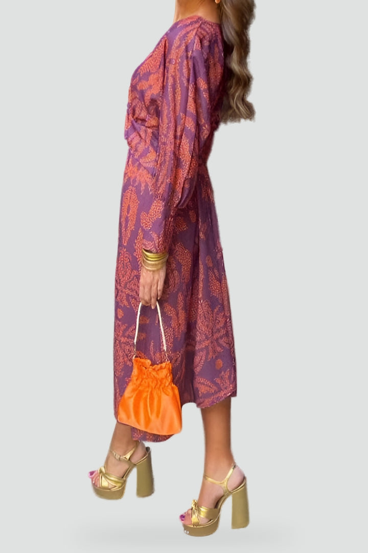 Robe midi pour femme avec décolleté en V et détail twist
