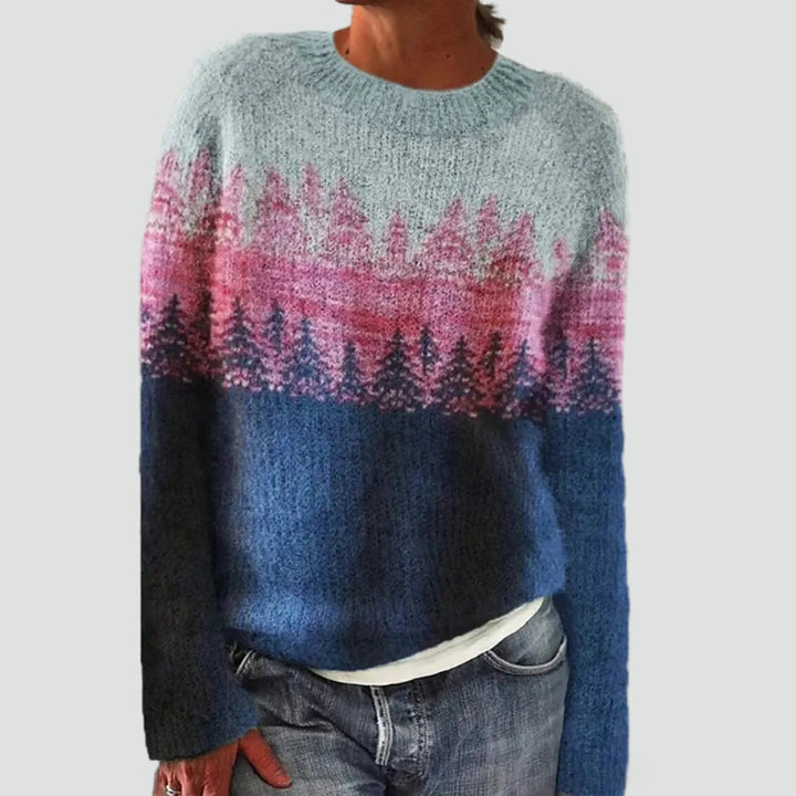 Pull coloré pour femme avec motif nordique et coupe ample