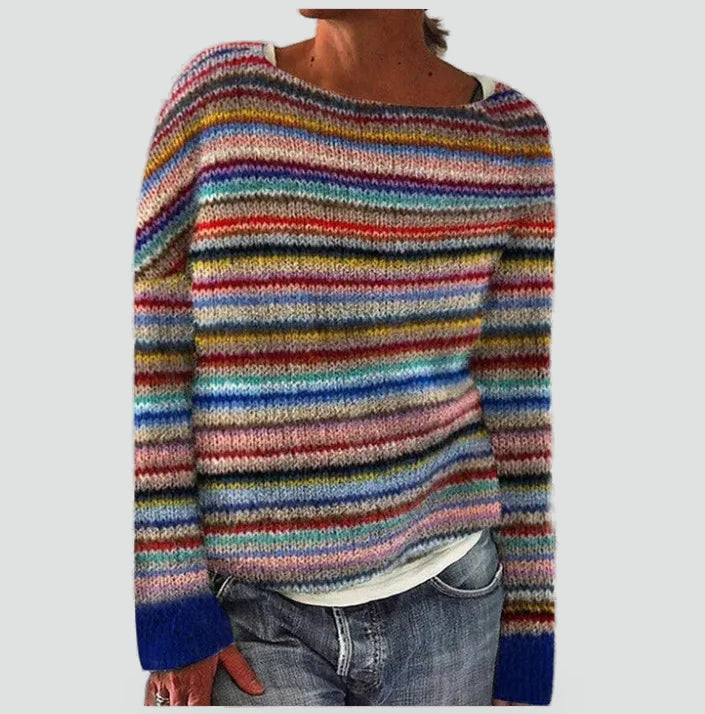 Pull coloré pour femme avec motif nordique et coupe ample