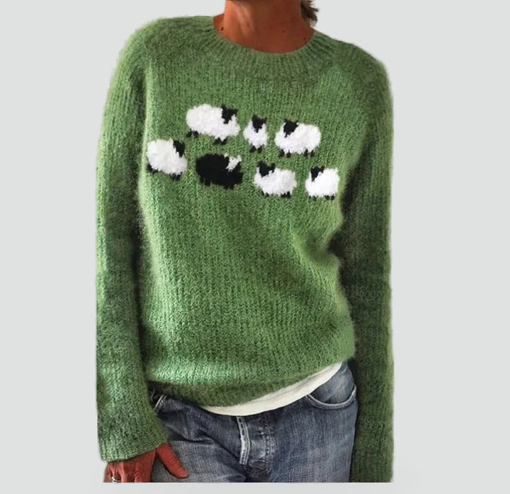 Pull coloré pour femme avec motif nordique et coupe ample