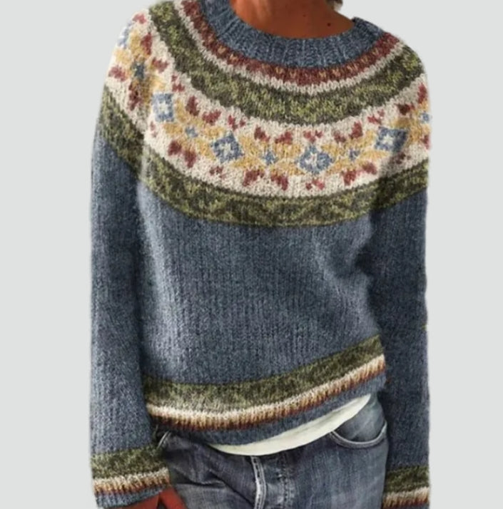 Pull coloré pour femme avec motif nordique et coupe ample