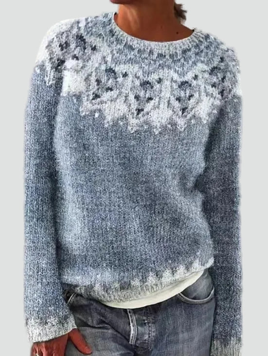 Pull coloré pour femme avec motif nordique et coupe ample