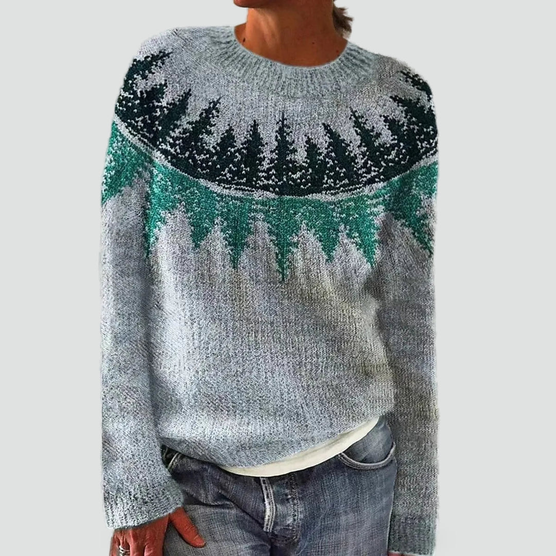 Pull coloré pour femme avec motif nordique et coupe ample