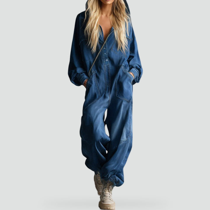 Combinaison femme avec taille élastique et fermeture éclair