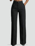 Elegante damesbroek met strepen en hoge taille voor kantoor