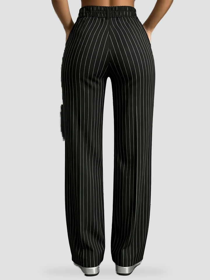 Elegante damesbroek met strepen en hoge taille voor kantoor