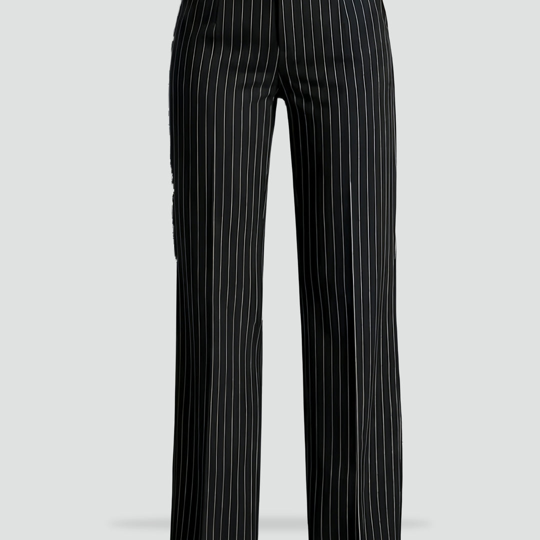 Elegante damesbroek met strepen en hoge taille voor kantoor