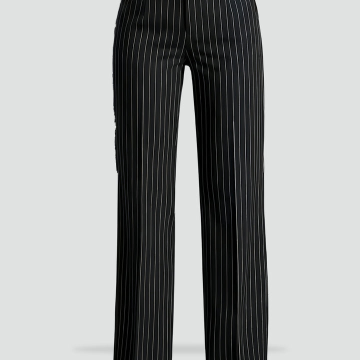 Elegante damesbroek met strepen en hoge taille voor kantoor