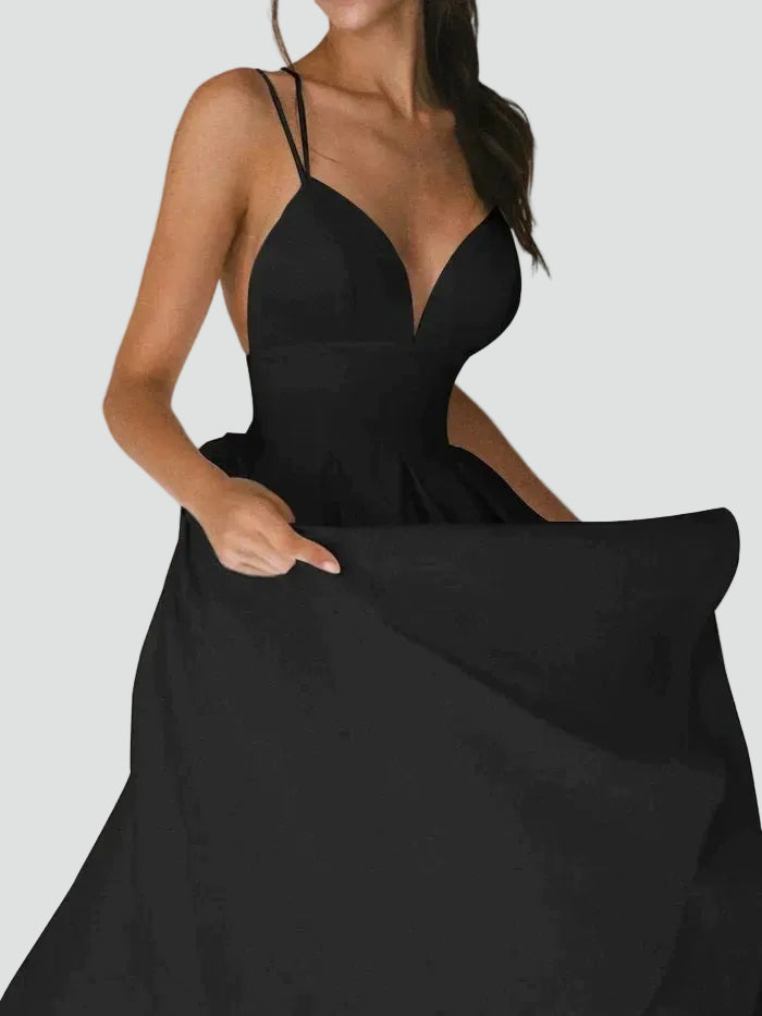 Robe midi évasée cocktail pour mariage avec décolleté en cœur