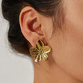 Grandes boucles d’oreilles fleuries dorées pour femme pour mariage
