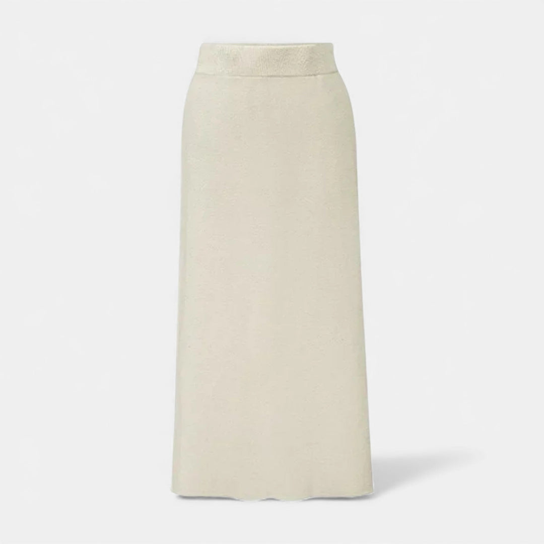 Jupe midi élégante en maille épaisse avec fente, pour l’hiver