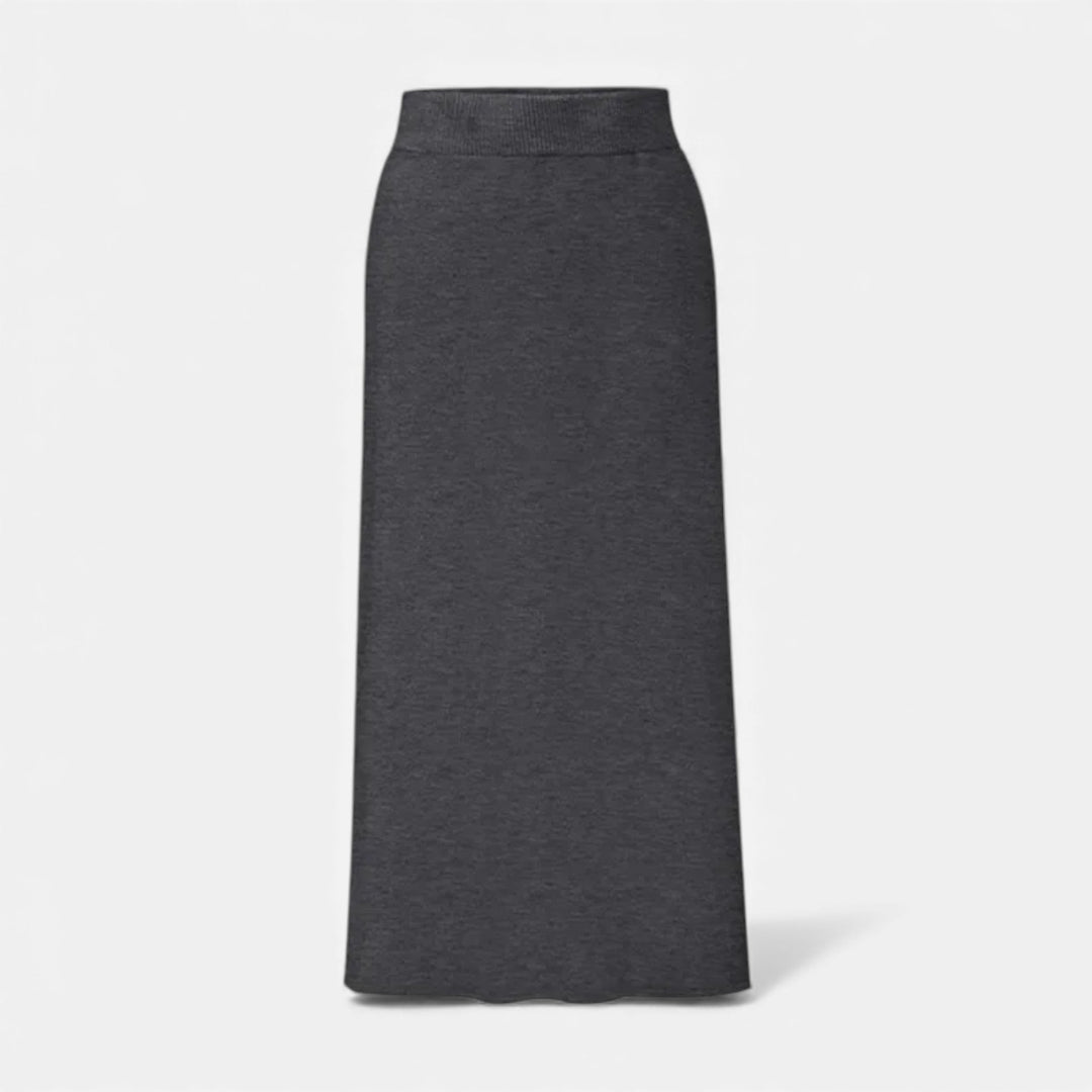 Jupe midi élégante en maille épaisse avec fente, pour l’hiver