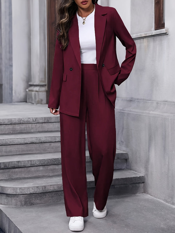 Tailleur deux pièces pour femme avec blazer et pantalon large