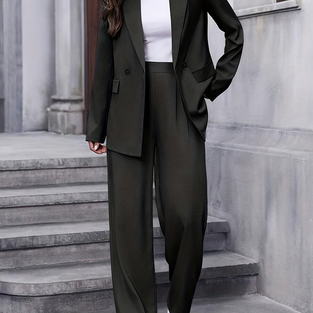 Tailleur deux pièces pour femme avec blazer et pantalon large