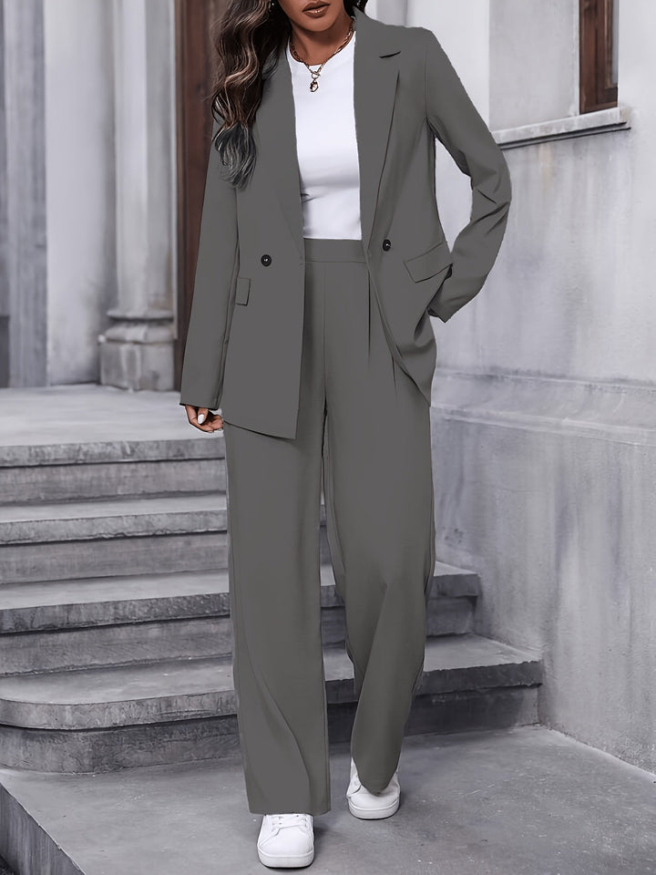 Tailleur deux pièces pour femme avec blazer et pantalon large