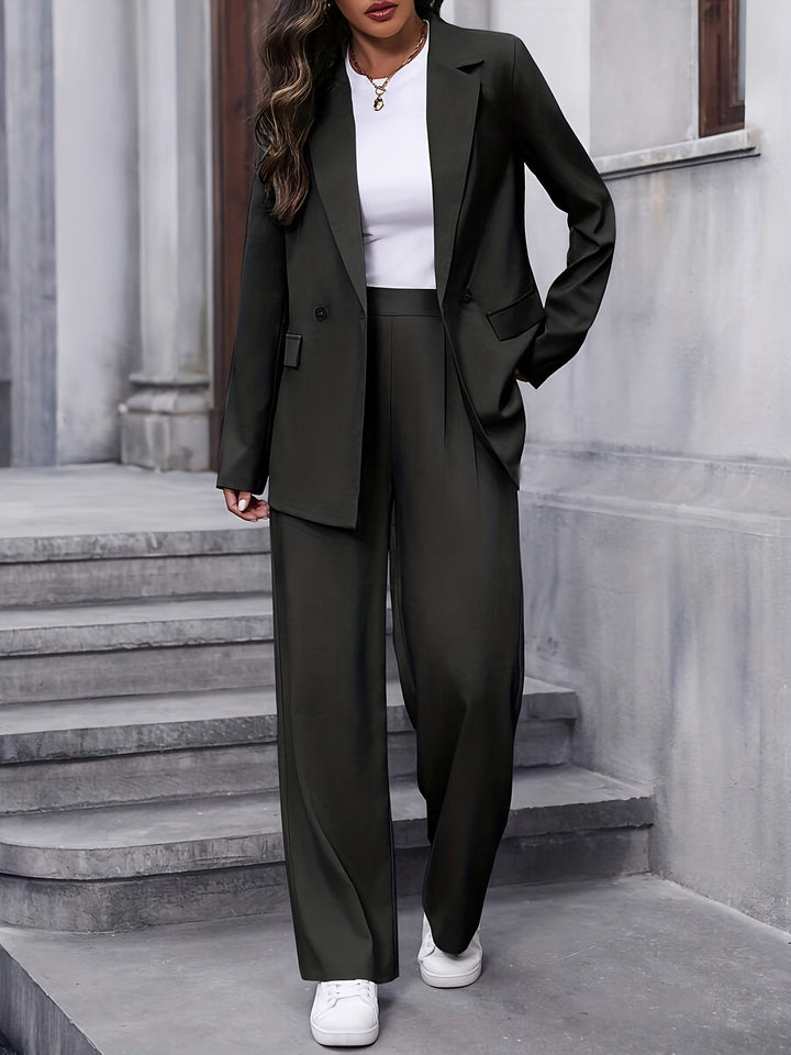 Tailleur deux pièces pour femme avec blazer et pantalon large
