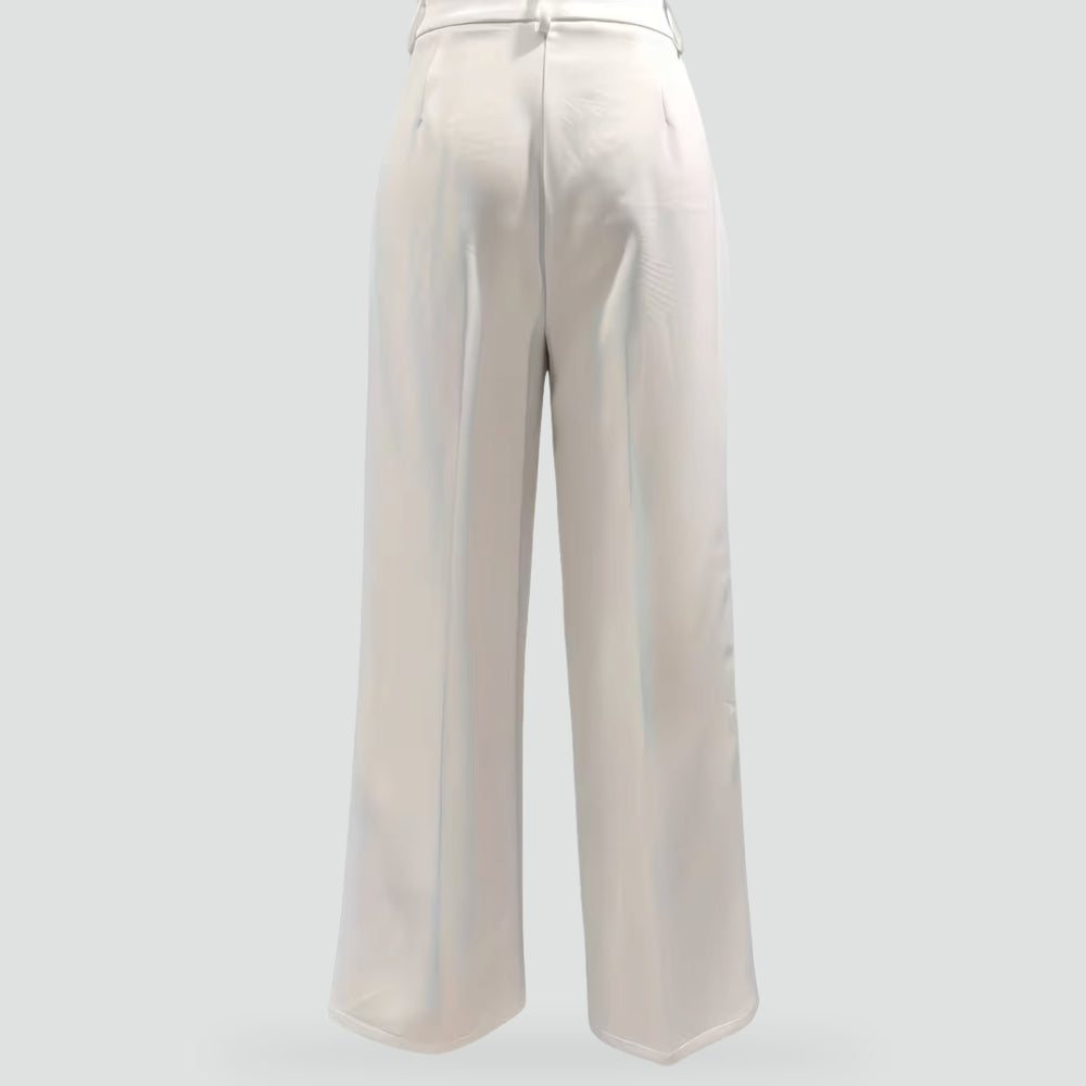 Pantalon élégant pour femme, à jambes larges et taille haute, idéal pour des tenues professionnelles