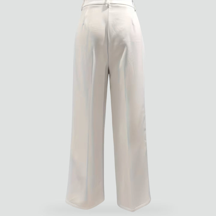 Pantalon élégant pour femme, à jambes larges et taille haute, idéal pour des tenues professionnelles