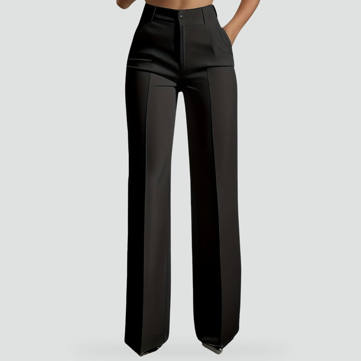 Pantalon élégant pour femme, à jambes larges et taille haute, idéal pour des tenues professionnelles