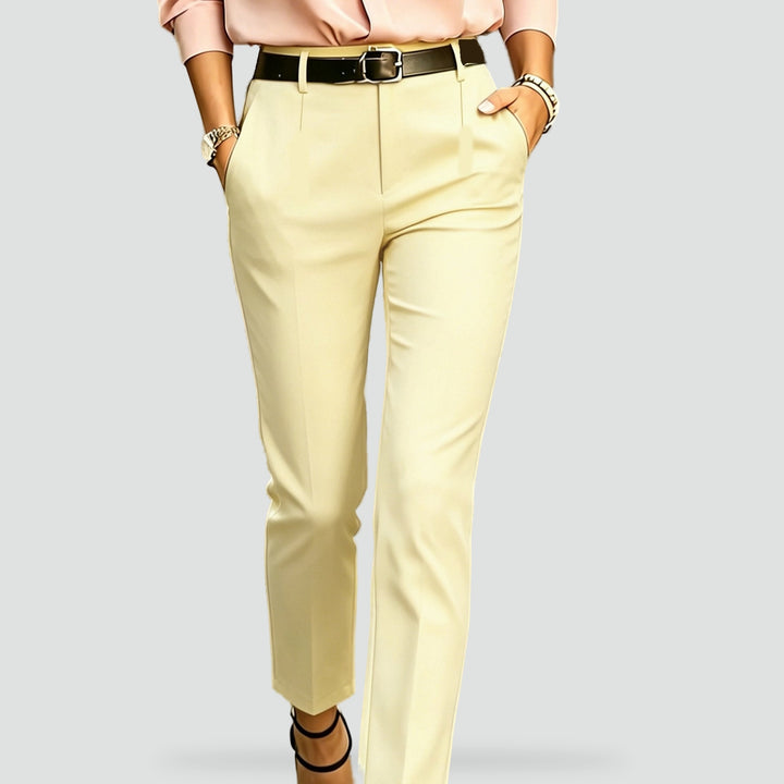 Eleganckie Spodnie Damskie z Wysokim Stanem – Morelowy